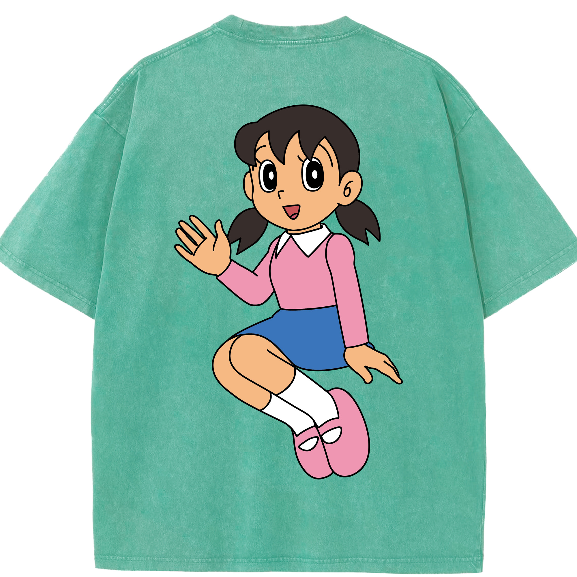 （画像用） ドラえもん みなもと しずか Doraemon Shizuka Minamoto 綿100% ヴィンテージ風 半袖Tシャツ（背面プリント）